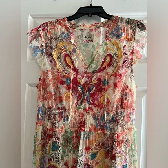 Johnny Was Vibrant Floral Midi Dress - Picture 4 of 7